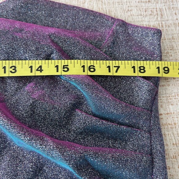 Cider Women's Sparkle Bodycon Drape Wrap Mini Dress Holographic Ruched Size 2XL - Picture 7 of 7
